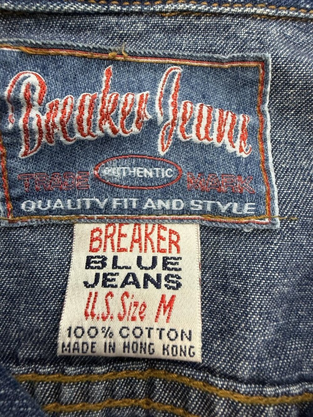 VTG Breaker Jeans Denim Jacket Womens M Blue Cropped 90s Military Buttons Y2K - Picture 3 of 10